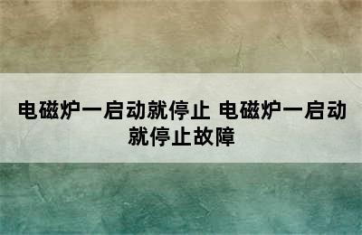 电磁炉一启动就停止 电磁炉一启动就停止故障